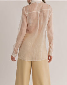 SAGE THE LABEL - Blurred Sheer Button Down Shirt