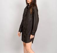 Load image into Gallery viewer, RD STYLE - Aliska Distressed Faux Leather Snap Front Shirt Dress