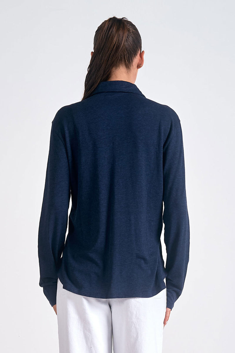 Elan - Long Sleeve Button Down Shirt Pink
