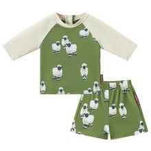 Load image into Gallery viewer, *MILKBARN - Zipper Short Sleeve Top & Trunks Swim Set in Valais Sheep