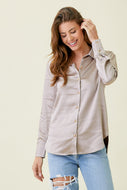 MYSTREE - Button Down Silky Relaxed Shirt