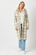 Mystree Twofer Hoodie Plaid Long Jacket