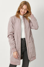 Load image into Gallery viewer, MYSTREE - Long Quilted Bomber Jacket - Dusty Rose
