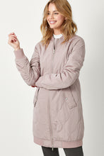 Load image into Gallery viewer, MYSTREE - Long Quilted Bomber Jacket - Dusty Rose
