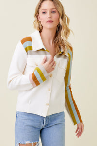Mystree Multi Stripe Detail Sweater Jacket