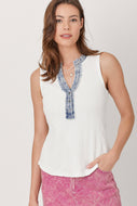 MYSTREE - Washed Sleeveless Henley Top