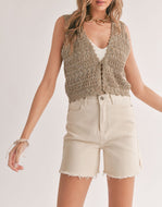 SADIE & SAGE - Jaz Pointelle Sweater Vest - Olive