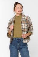 VELVET HEART - Brown Plaid Frenchie Long Sleeve Button Down