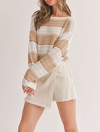 SAGE THE LABEL - Lucia Striped Sweater - Taupe Off-White