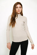MYSTREE - Lettuce Edge Mock Neck Top