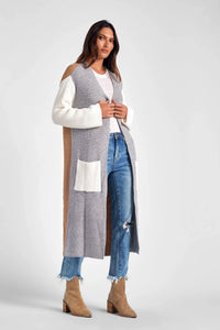 ELAN - Kitson Long Cardigan - Grey Color Block