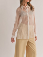 SAGE THE LABEL - Blurred Sheer Button Down Shirt