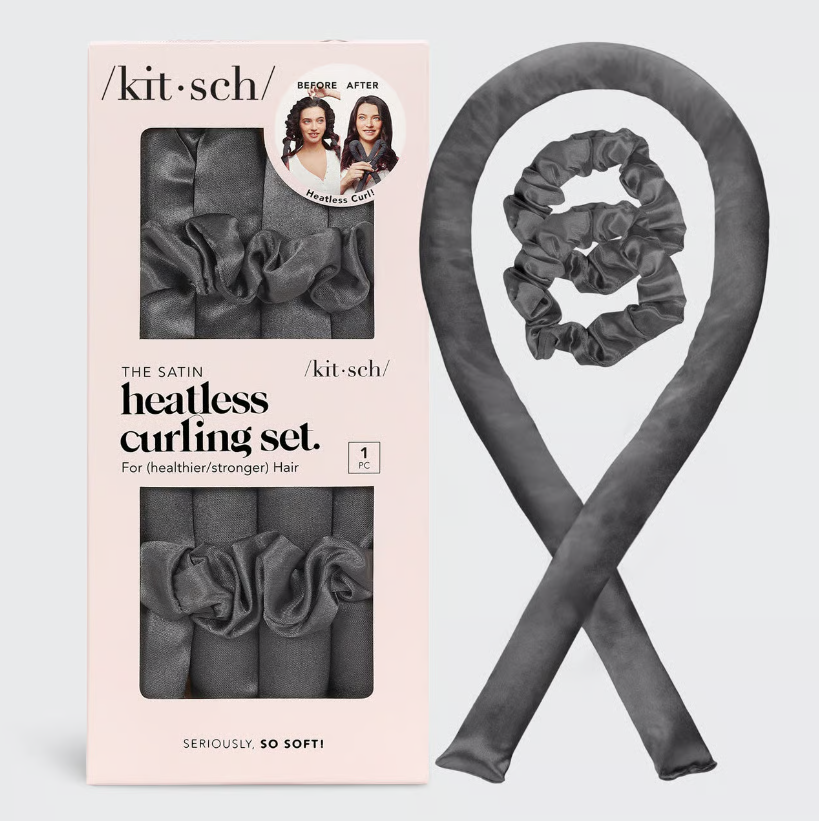 KITSCH - Satin Heatless Curling Set- Charcoal