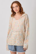 MYSTREE- MULTICOLOR CHEVRON HOODIE SWEATER