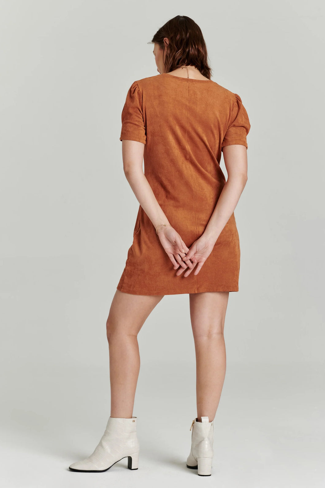Another Love Demi Suede Short Sleeve Dress