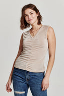 ANOTHER LOVE - Skye Shirred Front Tank Bone