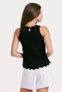 ANOTHER LOVE - Xena Scallop Hem Tank Black