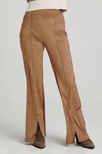 ANOTHER LOVE - Fallon Flare Leg Suede Pants Walnut