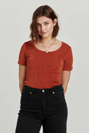 ANOTHER LOVE - Lara Short Sleeve Top - Adobe