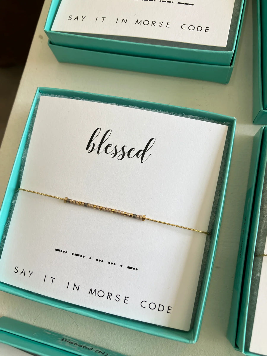 Dot dash morse code bracelet blessed allure designs salon