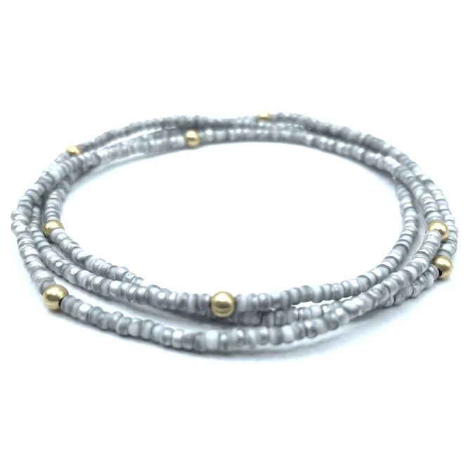 ERIN GRAY - Boho Bracelet Stack in Marble Gray + Gold Filled