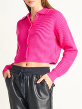 Load image into Gallery viewer, DEX - Collar Button Front Cardigan - Bright Hot Pink
