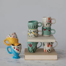 Load image into Gallery viewer, Creative Co- Op 3 - 6 oz. Hand-Painted Stoneware Espresso/Child&#39;s Mug, 8 Styles (Each One Will Vary)
