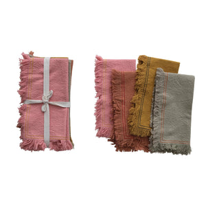 CREATIVE CO-OP - Cotton Napkins w/ Fringe, 4 Colors