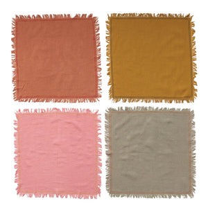 CREATIVE CO-OP - Cotton Napkins w/ Fringe, 4 Colors