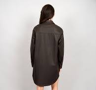 RD STYLE - Aliska Distressed Faux Leather Snap Front Shirt Dress