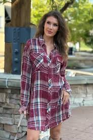 MYSTREE - Rolled Up Sleeve Washed Plaid Shirt Dress