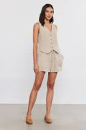 VELVET HEART - Dellis Linen Vest Wheat