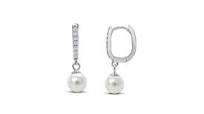 Load image into Gallery viewer, Stia Jewelry - Pave Huggie Pearl Drop

