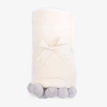 Load image into Gallery viewer, Elegant Baby Gray Pom Trim Blanket
