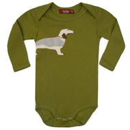 MILKBARN - Organic Cotton Green Dog Appliqué One Piece