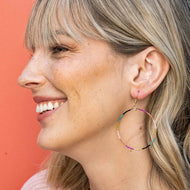 INK + ALLOY - Kelly Color Block Beaded Hoop Earrings Muted Rainbow