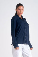 Load image into Gallery viewer, ELAN - Long Sleeve Button-Down Top in Navy
