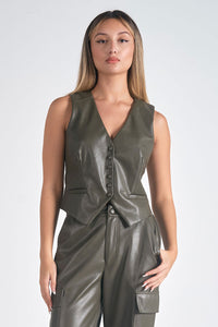 ELAN - Button-Down Vest in Olive