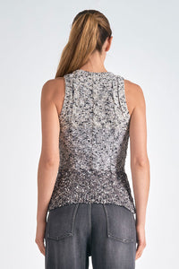 ELAN - High -Neck Sleeveless Sweater in Grey Ombre