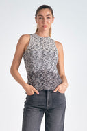ELAN - High -Neck Sleeveless Sweater in Grey Ombre