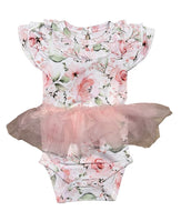 ROCKIN ROYALTY BABY - Rosy Posy Tulle Flutter Onesie