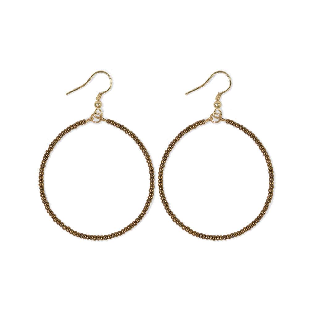 INK + ALLOY - Ruby Solid Beaded Hoop Earrings Gold