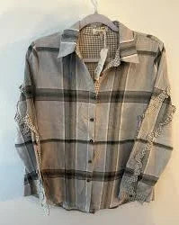 MYSTREE - Washed Plaid Button Down Shirt