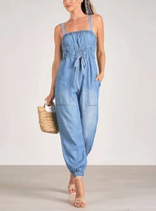 Elan - Light Blue Wash Jumpsuit Tank