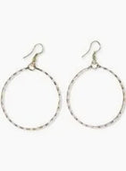 INK + ALLOY - Kelly Checkered Beaded Hoop Earrings Cream