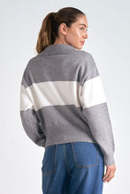 Load image into Gallery viewer, ELAN - Crewneck Sweater in Grey + White Stripe
