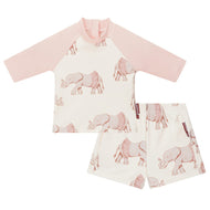 *MILKBARN - Zipper Short Sleeve Top & Trunks Swim Set in Tutu Elephant