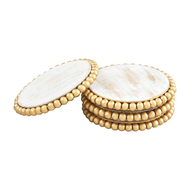 MUDPIE - Gold Beaded Wood Coaster Set