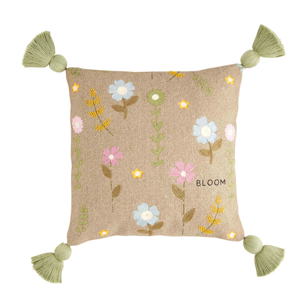 MUDPIE - Bloom Floral Tassel Pillow