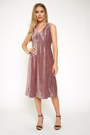 MYSTREE - Rose Crinkle Velvet Sleeveless Dress